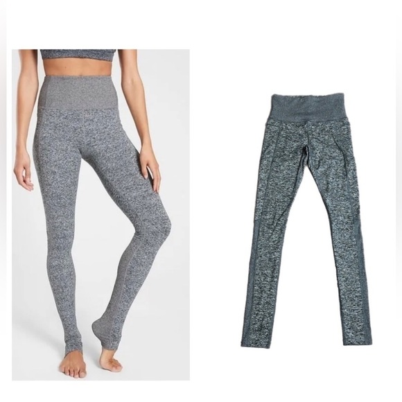 NEW Athleta Women’s Exhale Stash Pocket Heel Tight Leggings Spacedye Gray Sz XSP - Picture 1 of 14